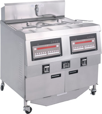 Two Pots Four Baskets Electric Digital Computer Panel Open Deep Fryer With Oil Filtration