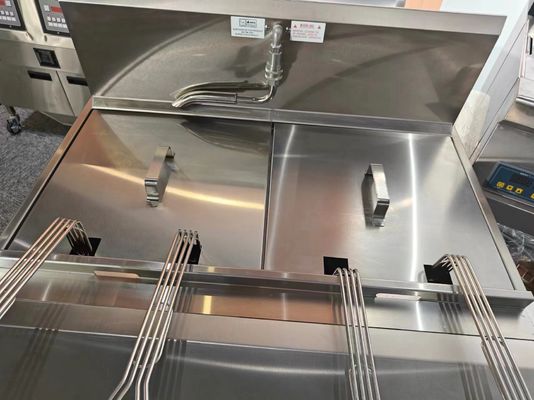 Two Pots Four Baskets Electric Digital Computer Panel Open Deep Fryer With Oil Filtration