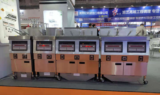 Two Pots Four Baskets Electric Digital Computer Panel Open Deep Fryer With Oil Filtration