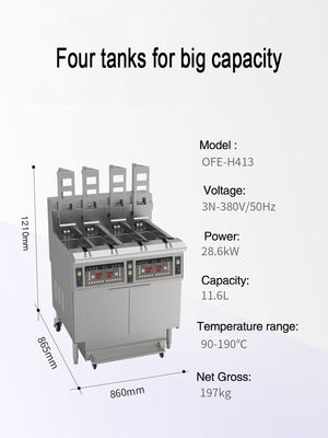 Auto Lift 4 pots 4 baskets Digital Computer Panel Electric open Fryer Commercial Frying Equipment