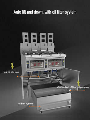 Auto Lift 4 pots 4 baskets Digital Computer Panel Electric open Fryer Commercial Frying Equipment
