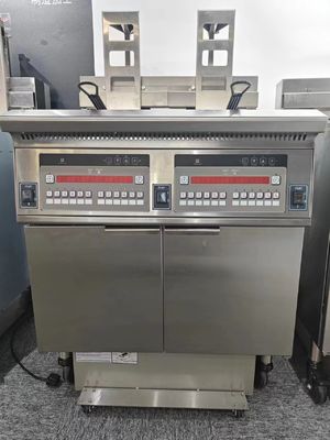 Auto Lift Electric Double Pots 28KW Chips Open Fryer With Oil Filter System
