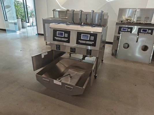 Two Pots Four Baskets 304SUS Gas Chips Commercial Open Deep LCD Panel Oil Fryer