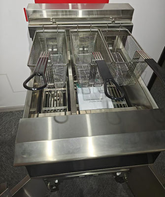 electric two pots 3 baskets 21.5L+11.6L with oil filter system chips open deep fryer