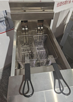 One Pot Two Baskets Smart Touchscreen Panel 14KW 380V Electric Open Deep Fryer