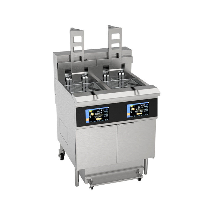 Touchscreen Smart Panel Auto Lift Filtration Two Pots Four Baskets 304SUS Electric Gas Open Chips Fryer