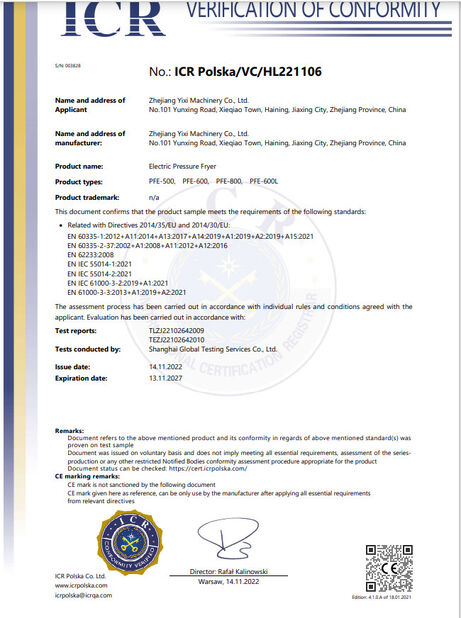 china Shanghai Yixi Food Machinery Co.,LTD certification
